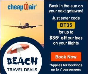 Beach Travel Deals! Bask in the sun on your next getaway! Save up to $35◊ off our Fees on Flights Use Coupon BT35.