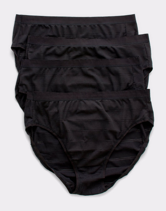 Hanes Ultimate Women's Comfort Flex Fit Hi-Cut 4-Pack Black/Black/Black/Black 7
