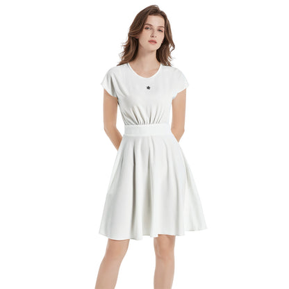 Short Sleeve  Casual A-Line Midi Dress