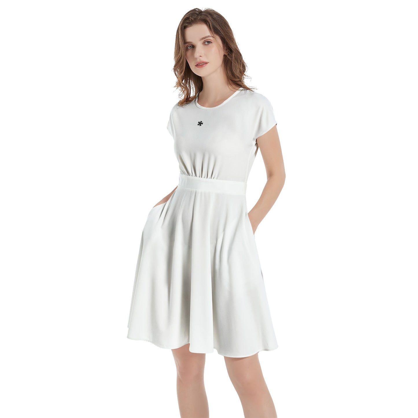 Short Sleeve  Casual A-Line Midi Dress