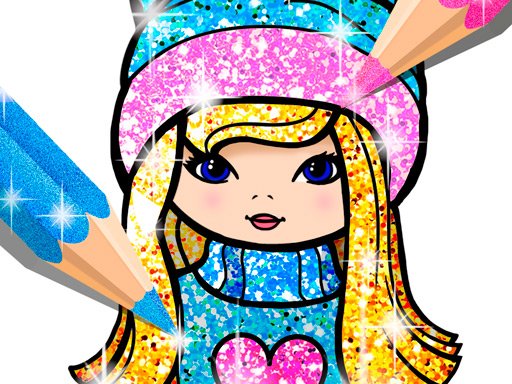 Girls Coloring Book Glitter