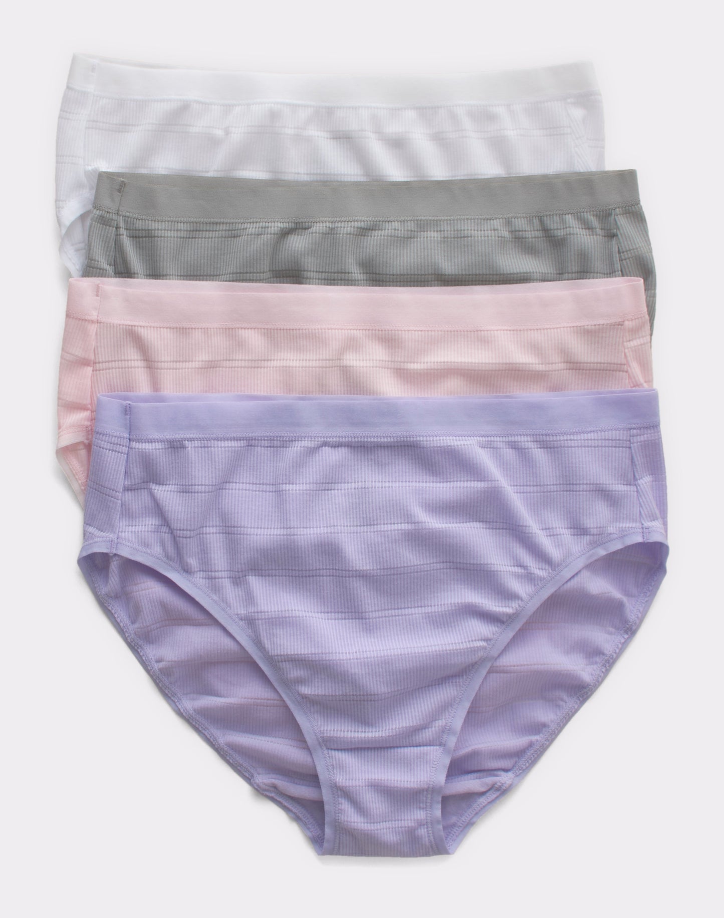 Hanes Ultimate Women's Comfort Flex Fit Hi-Cut 4-Pack White/Silver Shadow/Ballerina Slipper/Misty Lilac 5
