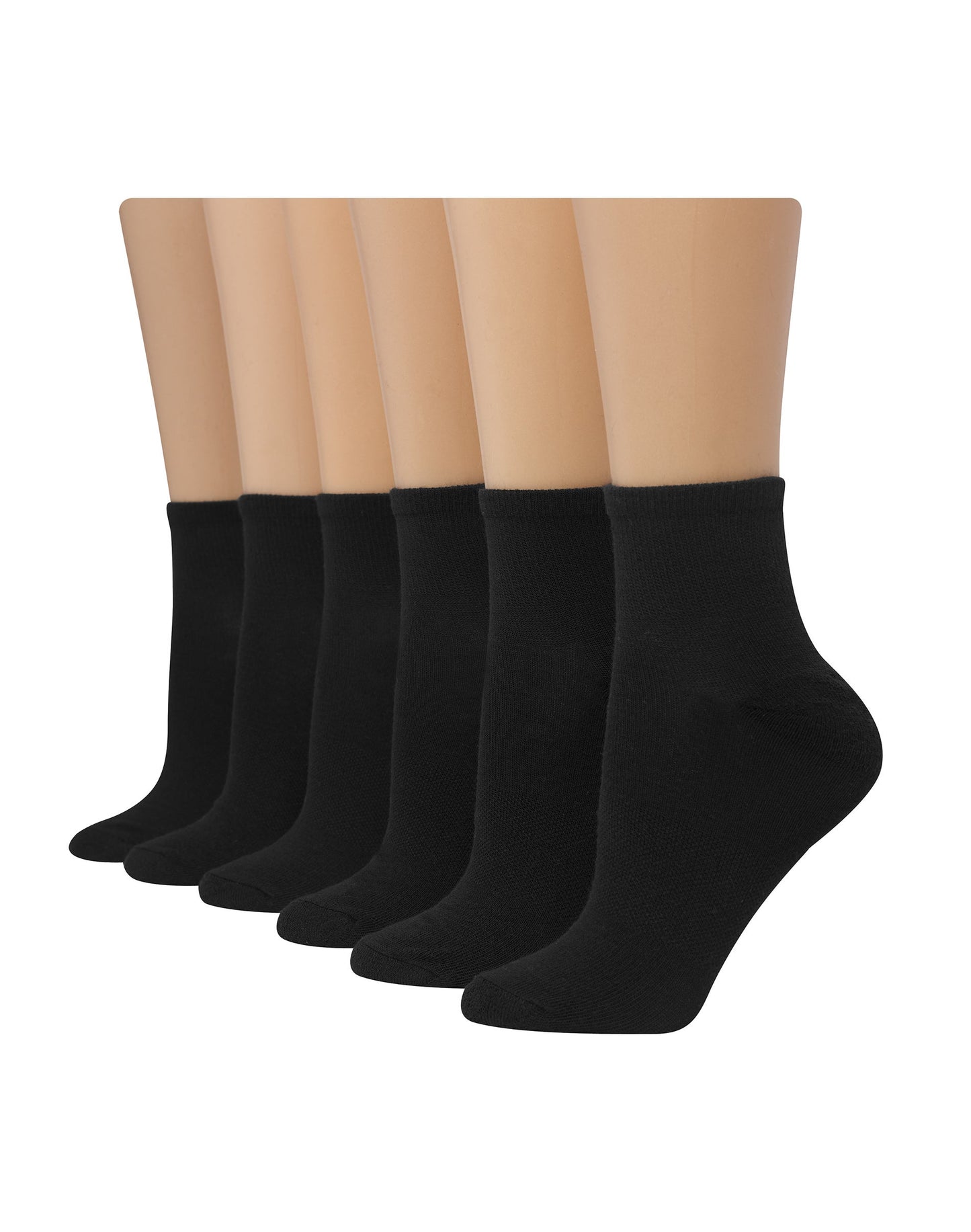 Hanes Women's Comfort Fit Ankle Socks, 6-Pack Black/Pink 5-9
