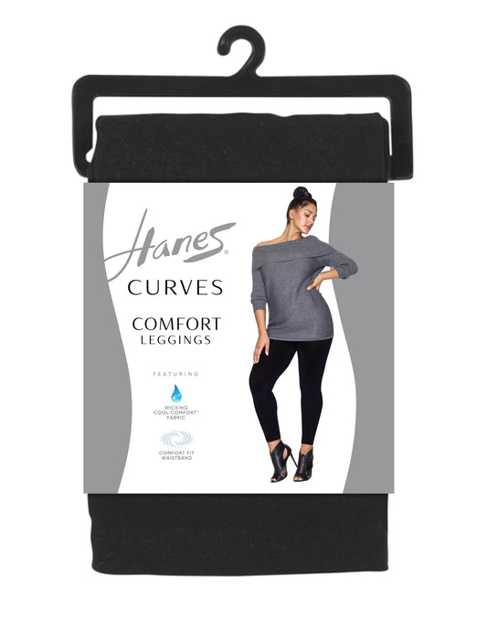 Hanes Curves Comfort Leggings Black 3X/4X Women's