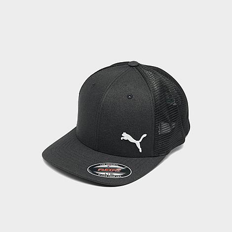 Puma Evercat Keller Flexfit Fitted Trucker Hat in Black/Black Size S/M