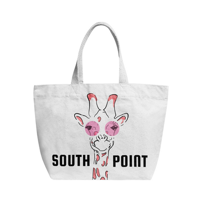 South Point Natural Canvas Tote Bags Smiley Giraffe