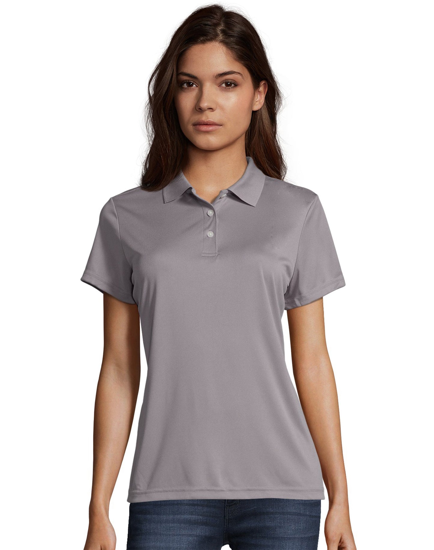 Hanes Sport Women's FreshIQ Cool DRI Performance Polo Graphite L