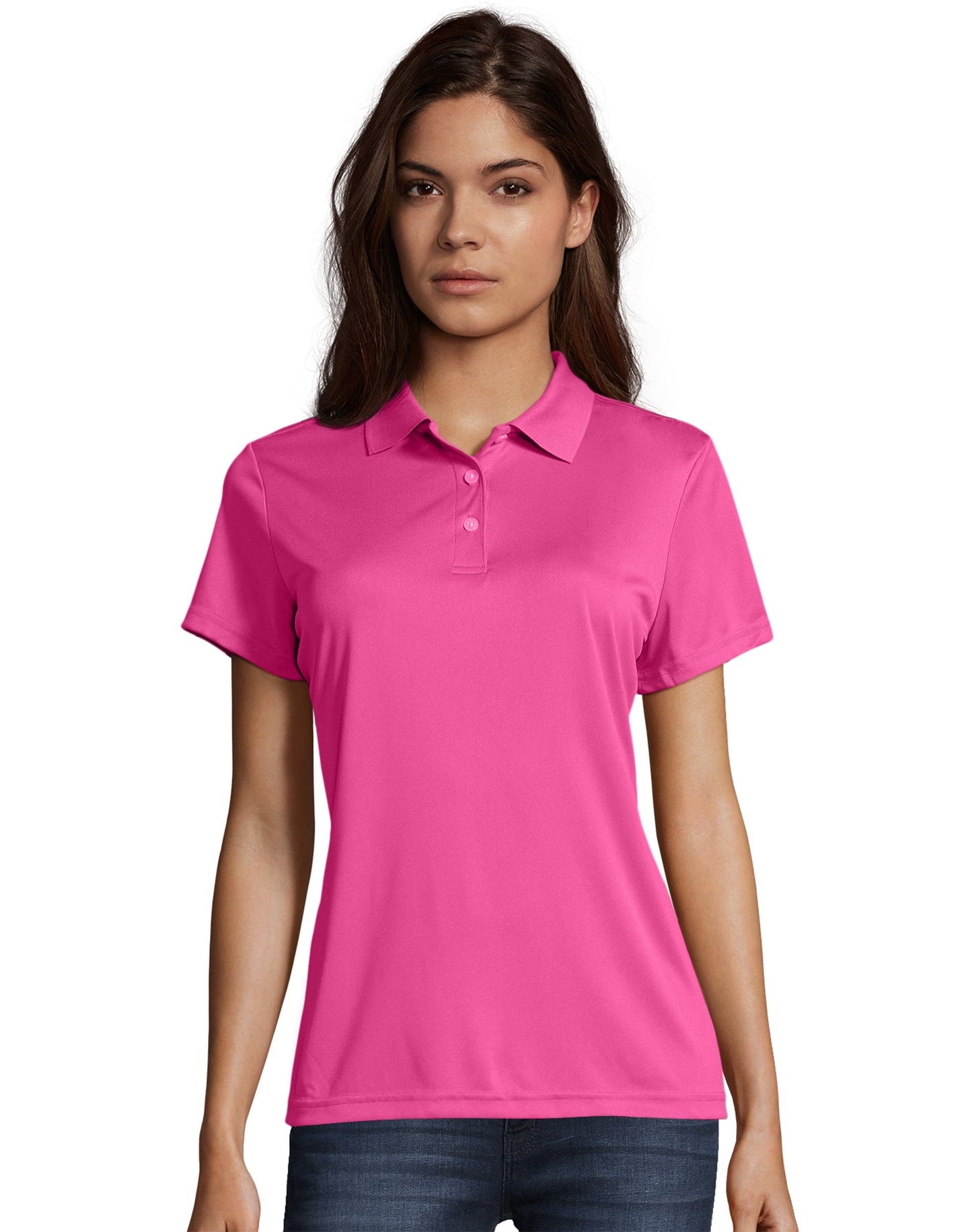 Hanes Sport Women's FreshIQ Cool DRI Performance Polo Wow Pink 2XL