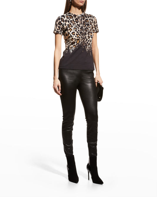 Leopard Brushstroke-Print Slim Fit T-Shirt